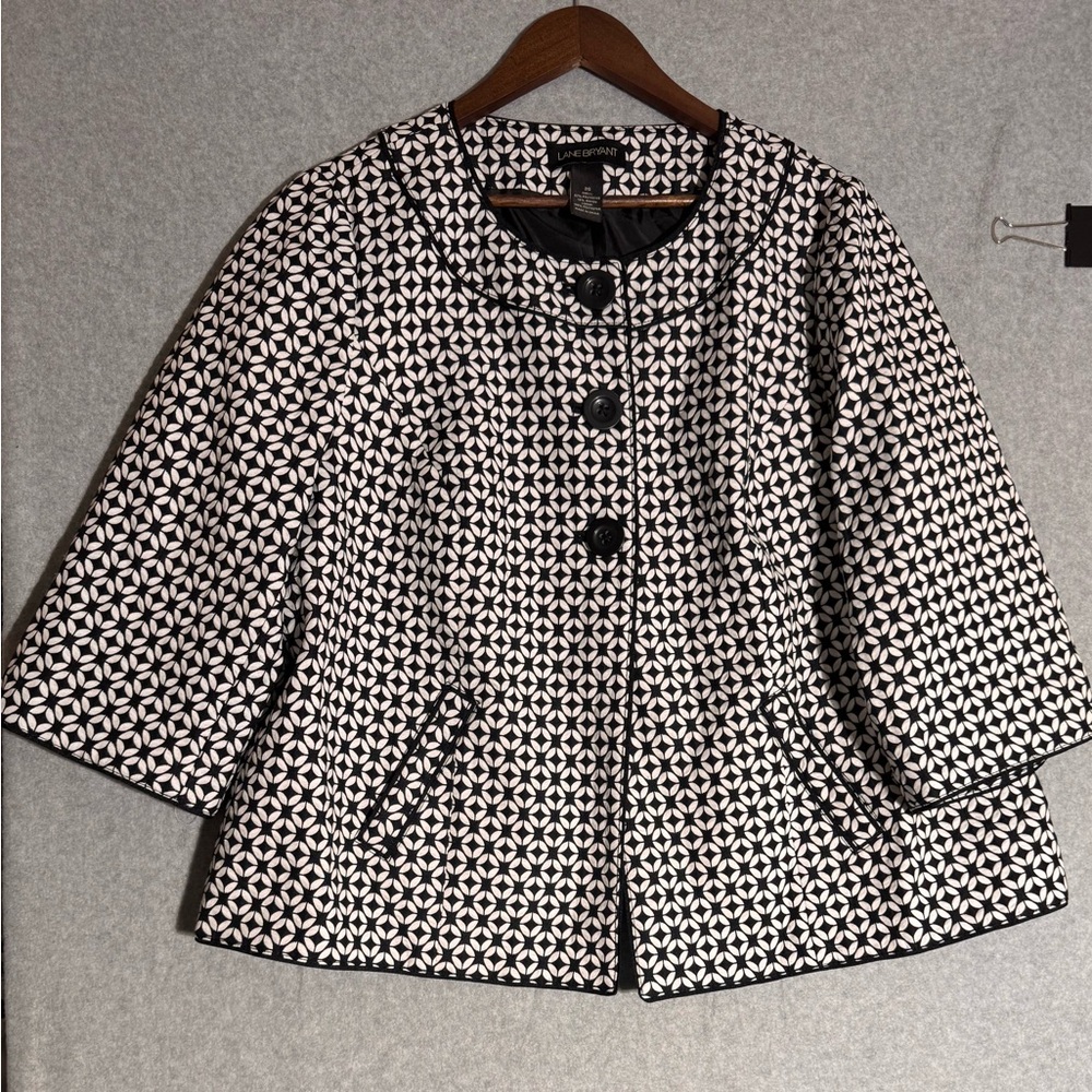 Lane Bryant Black and White Cape with Retro Flair